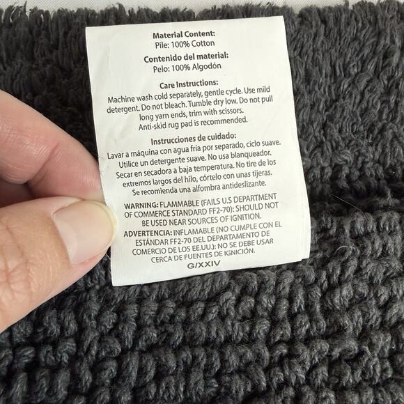Better Homes & Gardens Cotton Reversible Bath Rug Grey Shadow 17" x 24" - Picture 5 of 6